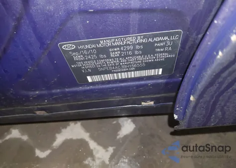 2011 Hyundai Sonata Gls из США, поврежденный, VIN 5NPEB4AC3BH156555